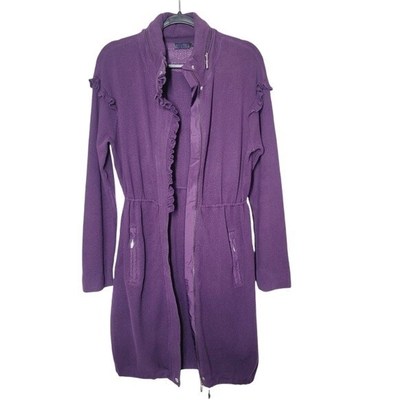 ESCADA SPORT Mock Neck Knee-Length jacket. Purple. Small - Picture 5 of 12